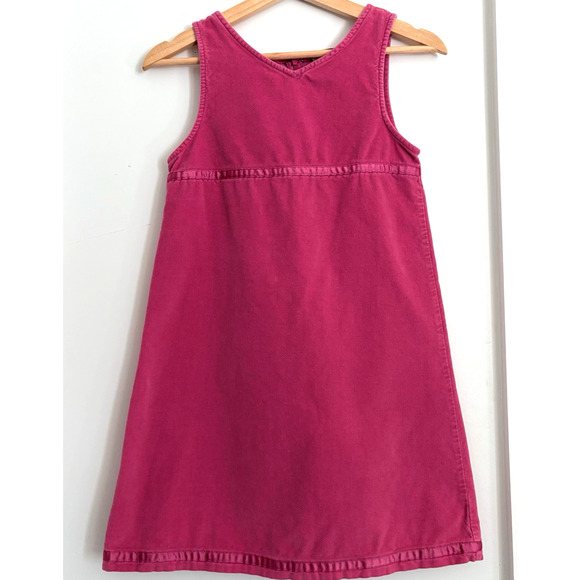Vintage LL BEAN Girls Size 10 Cotton Fuchsia Pink Sleeveless Jumper Dress Preppy - Picture 1 of 13